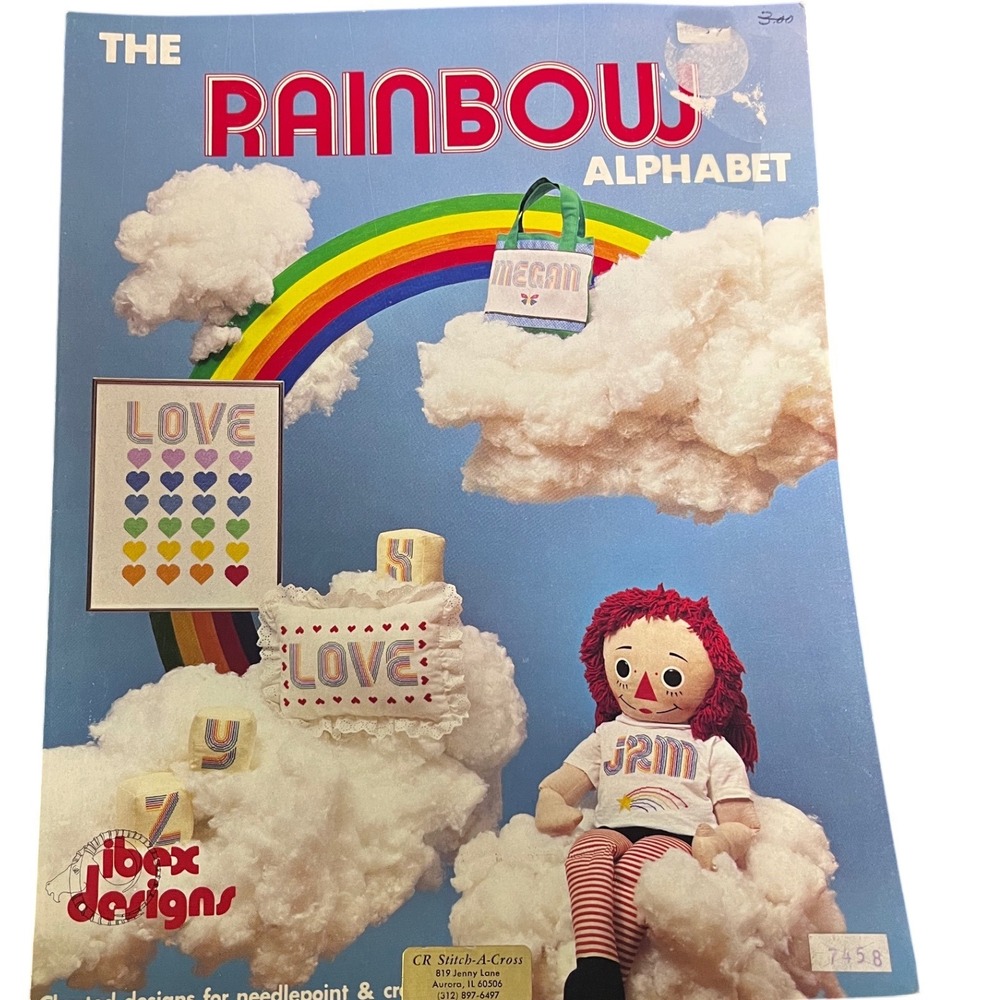 Vintage Ibex Designs The Rainbow Alphabet Cross Stitch Pattern Booklet 1981